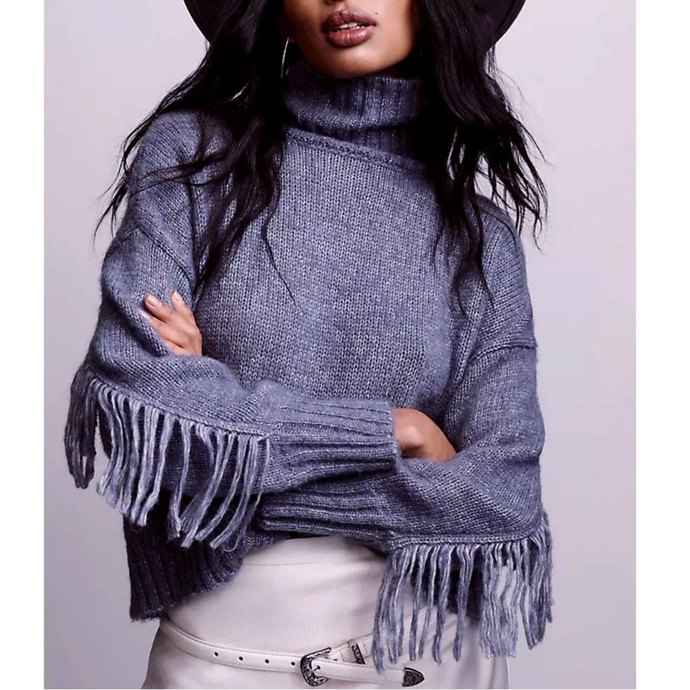 Anthropologie Line & Dot Parker Fringe Turtleneck Sweater XL